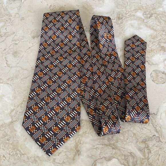 Fendi 100% Silk “F” Monogram Multicoloured Tie - Picture 2 of 8